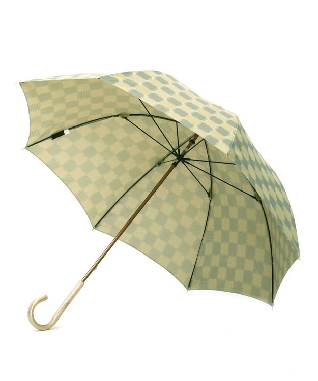 槇田商店 ノルディック ドットコラージュ グリーン 長傘 黄緑