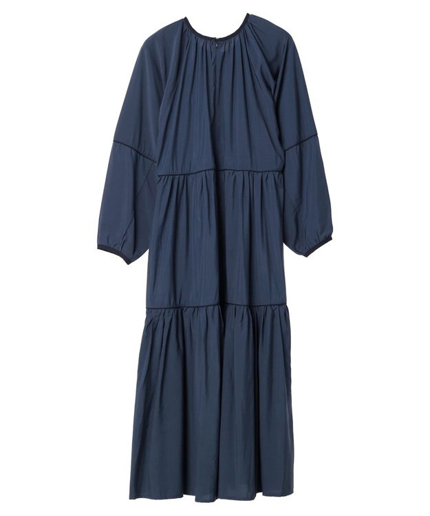 Green Parks armonia. ティアード配色パイピングワンピース Navy
