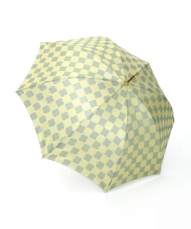 槇田商店 ノルディック ドットコラージュ グリーン 長傘 黄緑