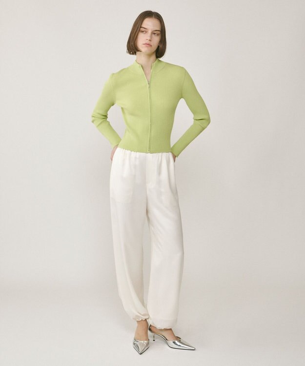 GRACE CONTINENTAL リブニットzipトップ ライトグリーン