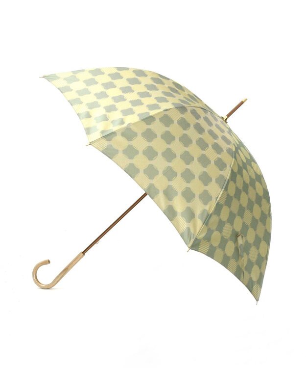 槇田商店 ノルディック ドットコラージュ グリーン 長傘 黄緑