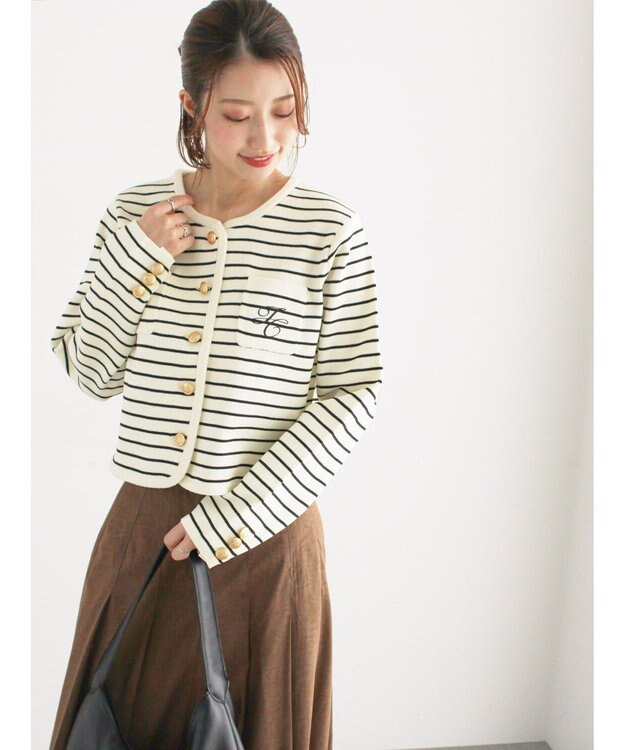 Te chichi レタードポケットジャケットカーディガン オフホワイト