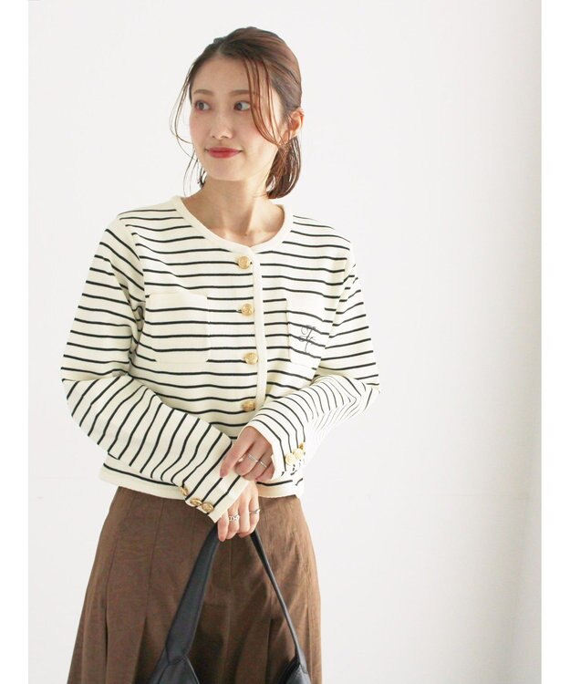 Te chichi レタードポケットジャケットカーディガン オフホワイト