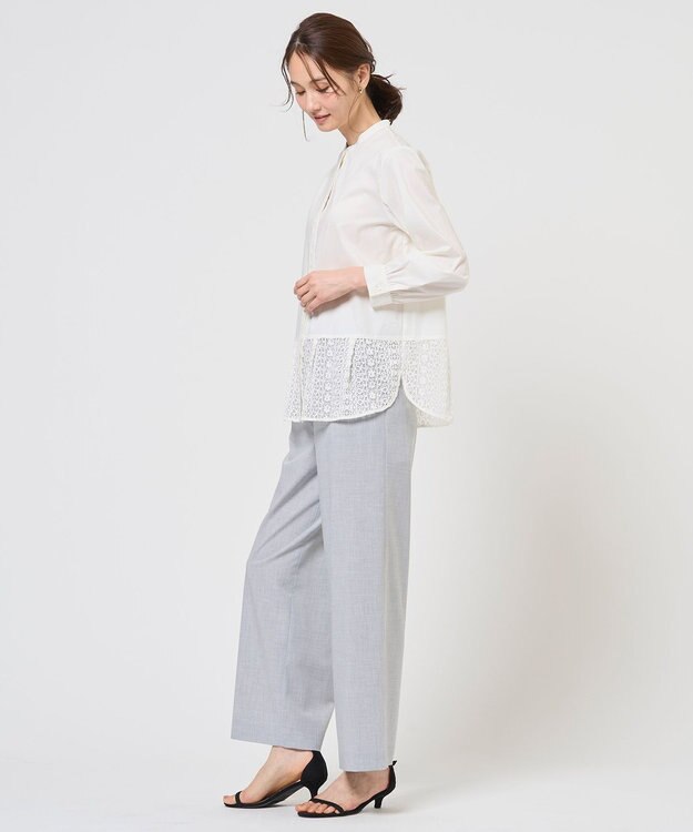 J.PRESS LADIES L エニーブロード レース ブラウス オフホワイト系