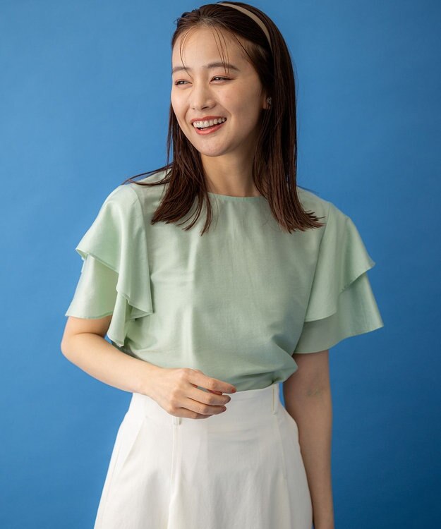 組曲 S カールマイヤーフリル ブラウス グラスグリーン系