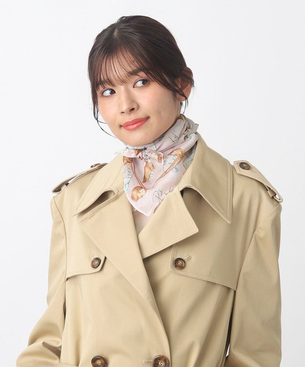 MOONBAT 【WEB限定】PAUL & JOE ACCESSOIRES シルクシフォンスカーフ 58×58cm ピンク(Playing whith a ball wool)