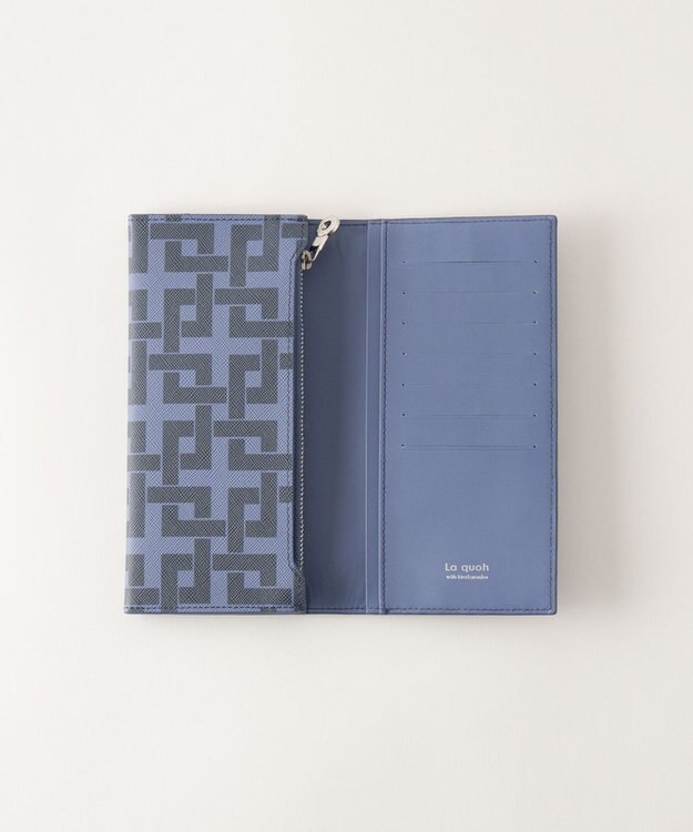 MIYABIYA La quoh with kirakaracho 角つなぎ プリントレザー 長財布 瑠璃紺（ネイビー）