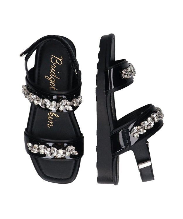 Bridget Birkin 【Bridget Birkin】ダブルベルトビジューサンダル ブラック
