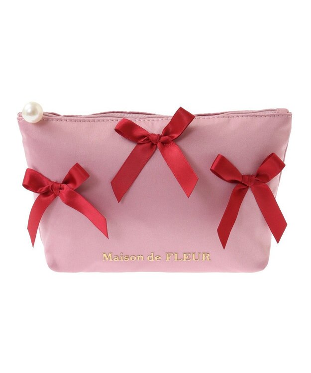 Maison de FLEUR リボンサテンポーチ Pink