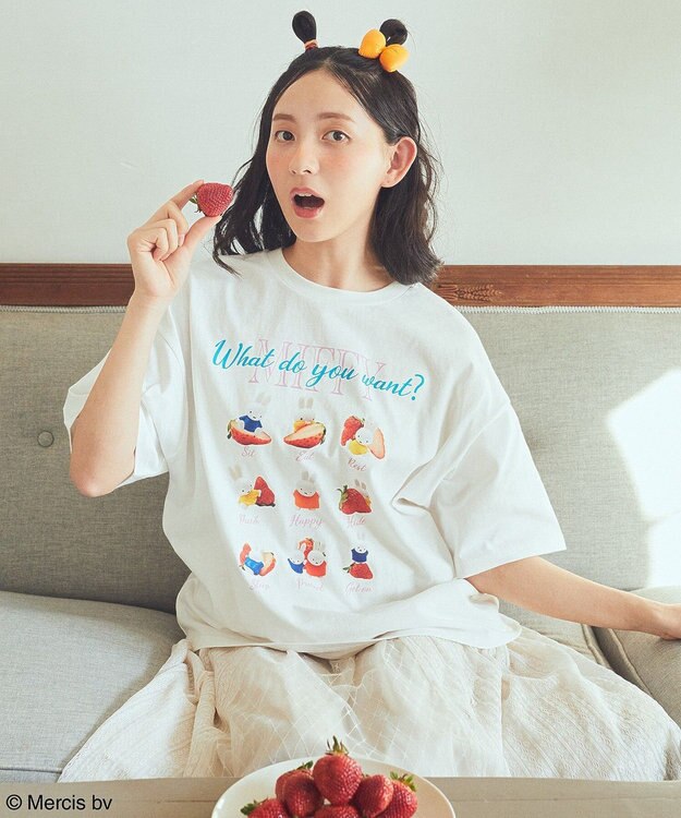 earth music&ecology ｍｉｆｆｙ／ｅａｒｔｈ　ｓｔｒａｗｂｅｒｒｙ　Ｔｅｅ Off White