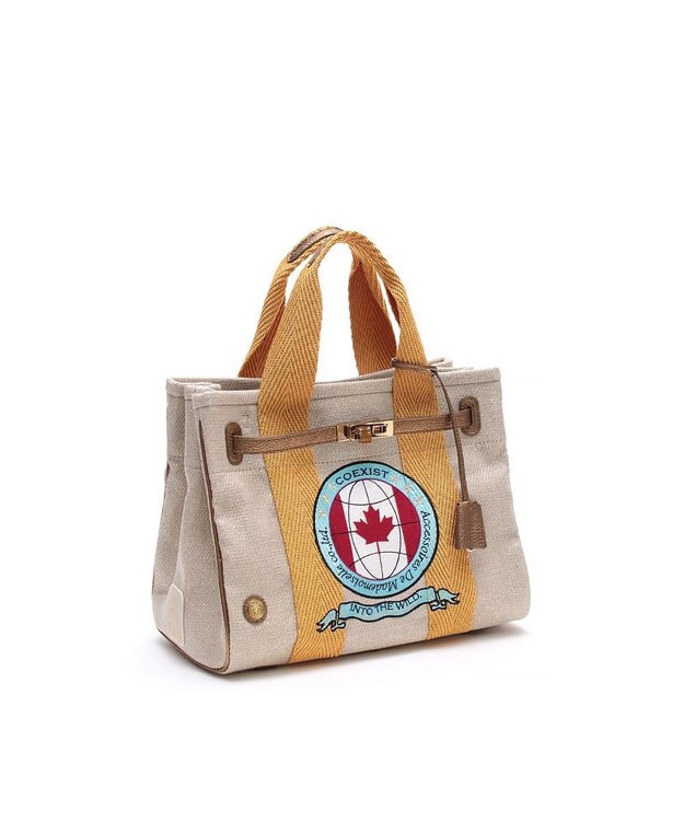 A.D.M.J. リネンラメクロス/前金具付トート32cm(Dカン＋) GOLD