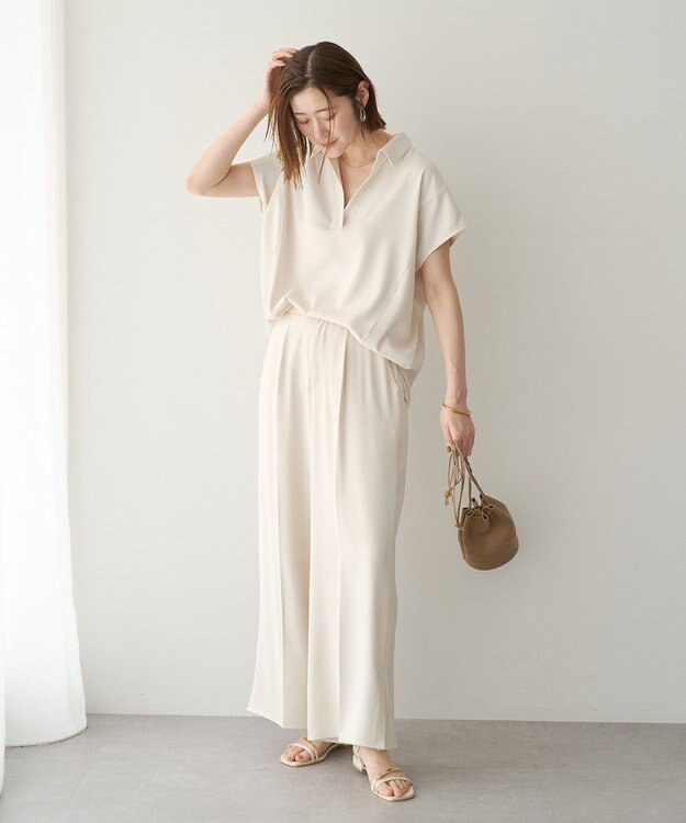 YECCA VECCA 【接触冷感】COOLスリットワイドパンツ Ivory