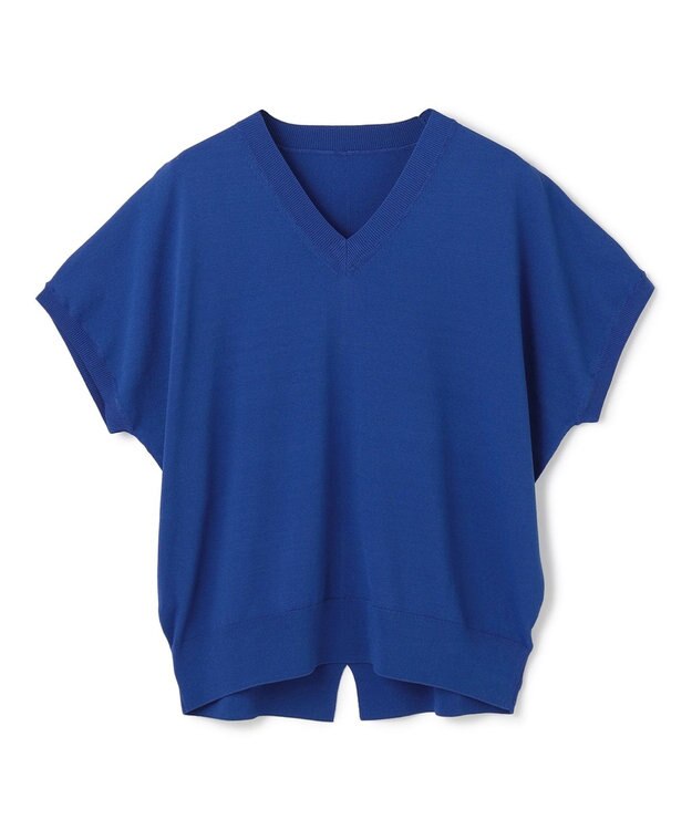 UNFILO L スゴ機能美 Vネック ニット ブルー