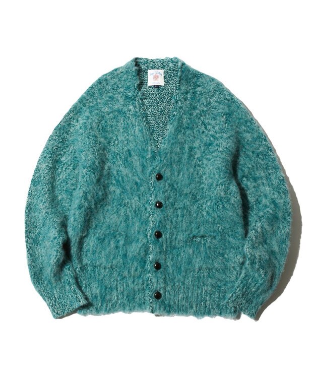 J.PRESS MEN 【J.PRESS ORIGINALS】SHETLAND WOOL SHAGGY MOULINET COLOR SADLE CARDIGAN / JAPAN MADE グリーン系
