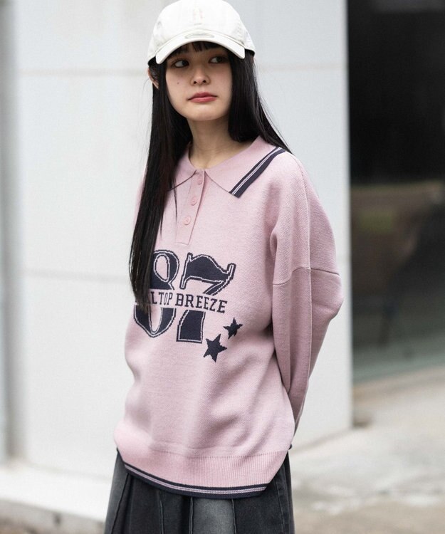 WEGO ポロニットプルオーバー ピンク