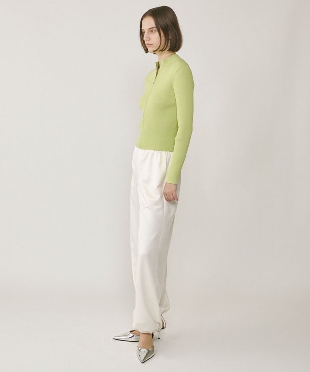 GRACE CONTINENTAL リブニットzipトップ ライトグリーン