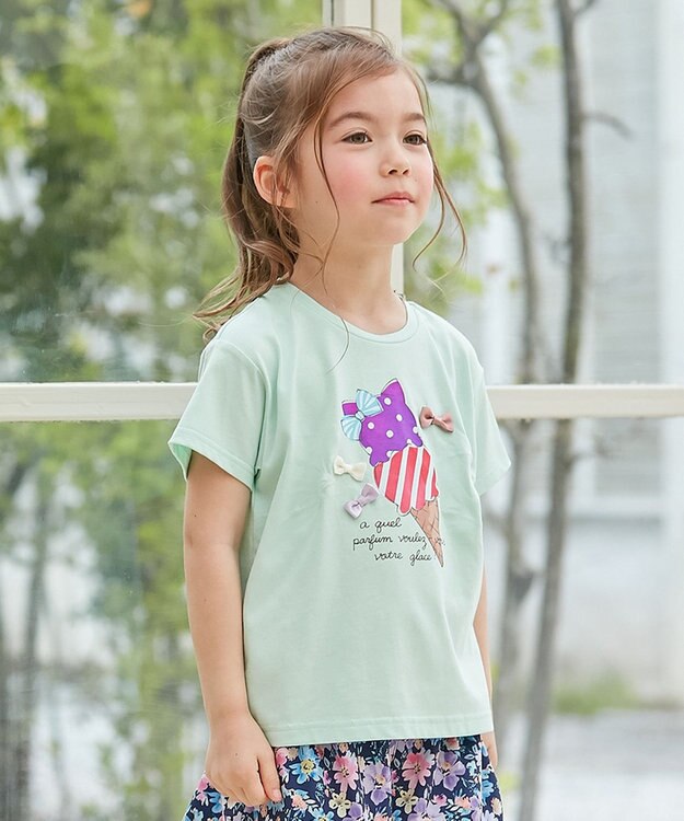 ANY KIDS 接触冷感 ミラクルプリント Tシャツ ミント×アイス