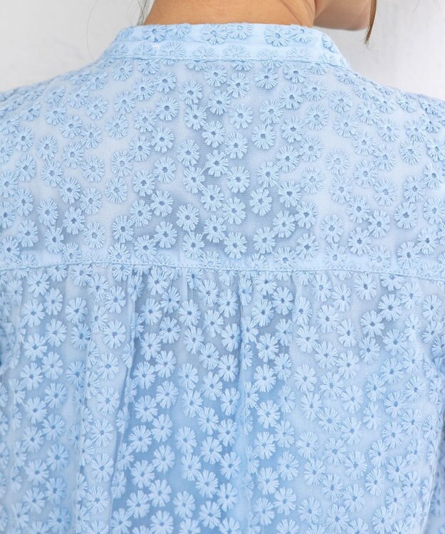 Tiaclasse 【洗える】チュールレースブラウス サックス