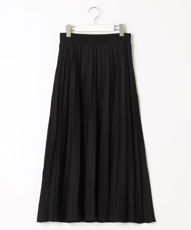 自由区 【セットアップ対応・洗える】ヴィスコースシアーニット スカート ネイビー系