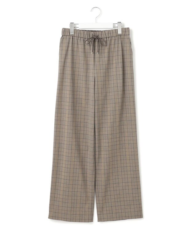 23区 L 【洗える】ドライ2WAYストレッチ チェック ワイド パンツ ブラウンチェック