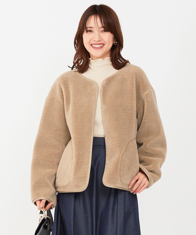 ANY SIS 【2WAY】リバーシブルショートボア アウター ベージュ