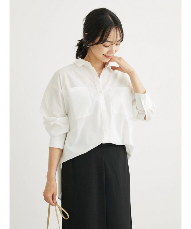 Green Parks 胸元ポケットイージーケアシャツ Off White