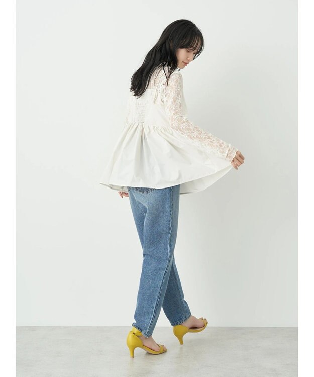 earth music&ecology ウ゛ィンテージ加工テーパードデニム Medium Indigo