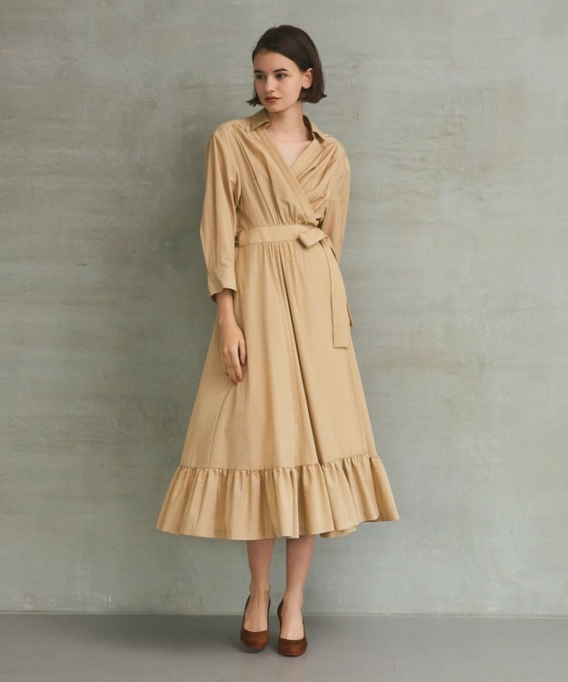 GRACE CONTINENTAL カシュクールシャツワンピース ベージュ