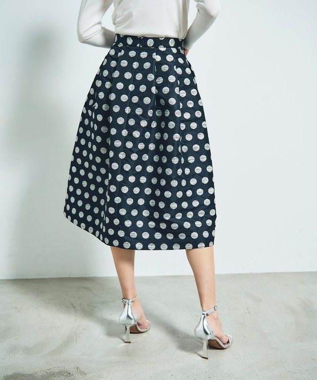 GRACE CONTINENTAL ラメドットジャガードスカート ブラック