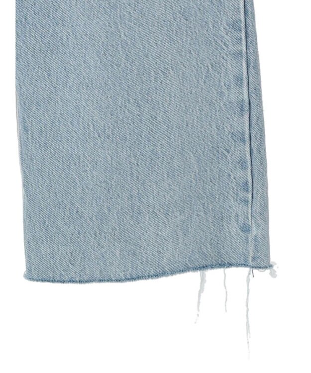 earth music&ecology ウ゛ィンテージ加工セルフカットワイドデニム Light Indigo