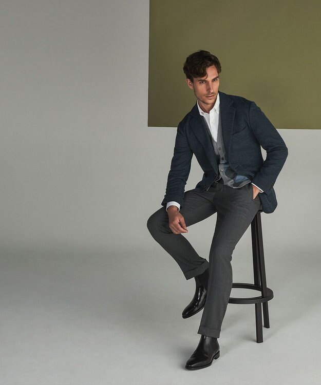 GOTAIRIKU 【カーディガンジャケット】ブリスターバーズアイ ニットジャケット ダルブルー系8