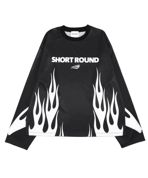 WEGO 【ユニセックス着用ITEM】ファイヤーパターンゲームロゴT（長袖） ブラック