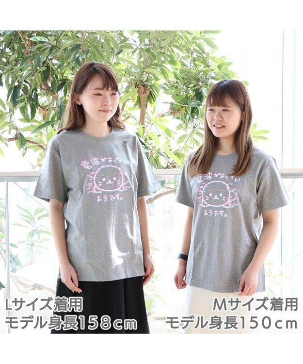しろたん Tシャツ 半袖 《電波がよくないようです柄》 灰色 S/M