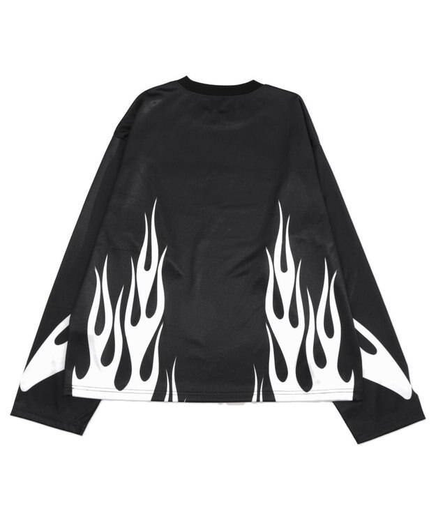 WEGO 【ユニセックス着用ITEM】ファイヤーパターンゲームロゴT（長袖） ブラック