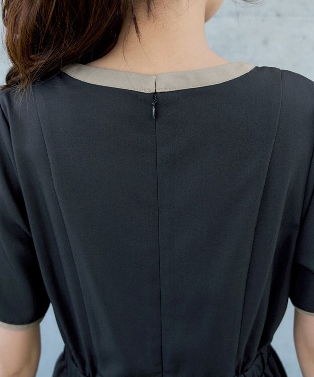 Tiaclasse L 配色フレアワンピース ネイビー