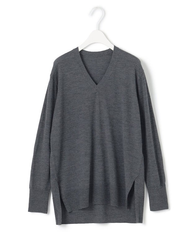 ICB 【洗える】コンパクトウール Vネックプルオーバー ミディアムグレー系