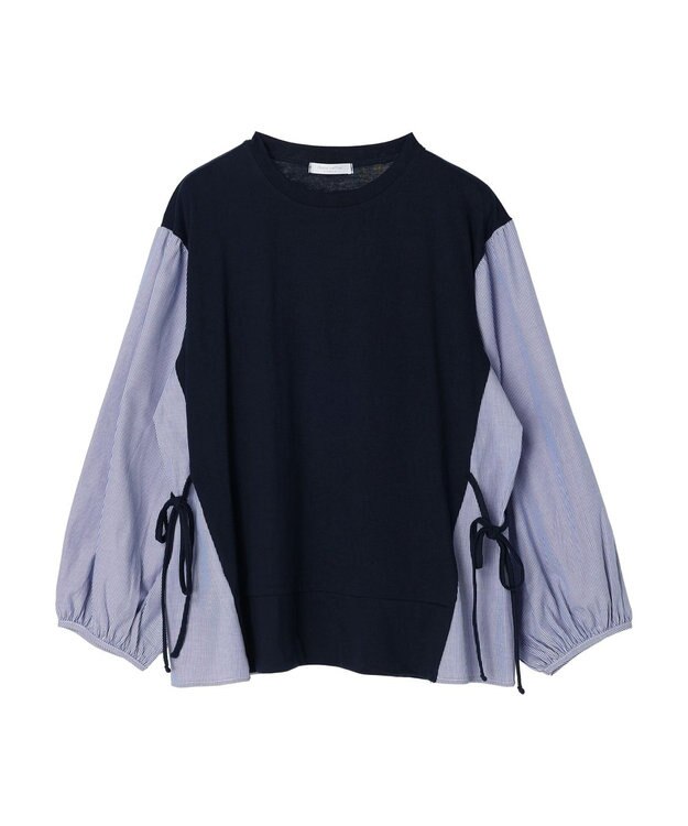 Green Parks 布帛ドッキング脇リボンプルオーバー Navy