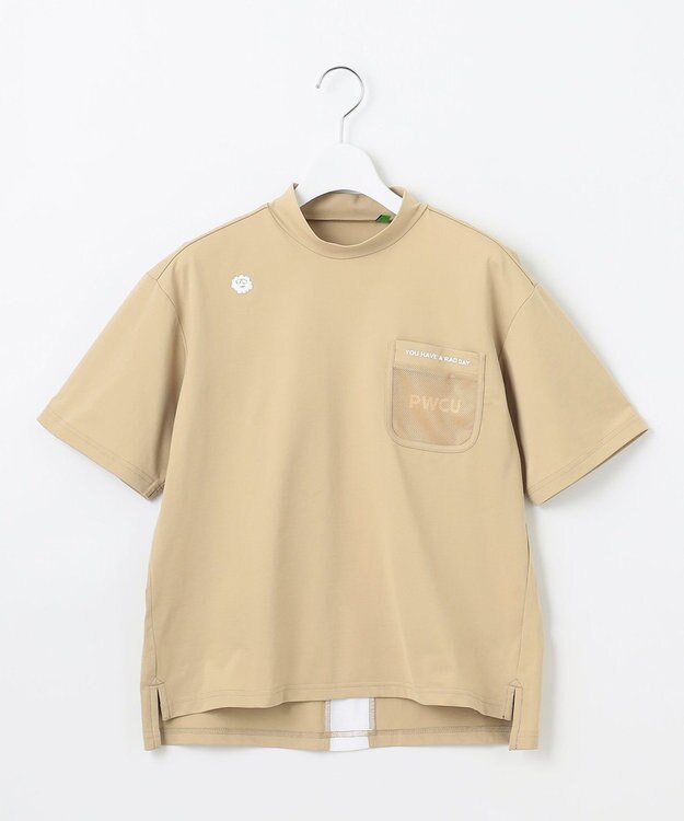 PW CIRCULUS 【吸水速乾 / UV遮蔽率99% UVカット / ストレッチ】【WOMEN】メッシュポケットモックネックT ゴルフウェア レディース ベージュ系