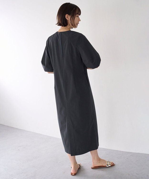 UNFILO FINE MOVE ランタンスリーブワンピース チャコール