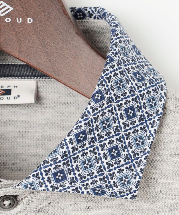 JOSEPH ABBOUD 【吸水速乾】リネンハニカム ポロシャツ ライトグレー系