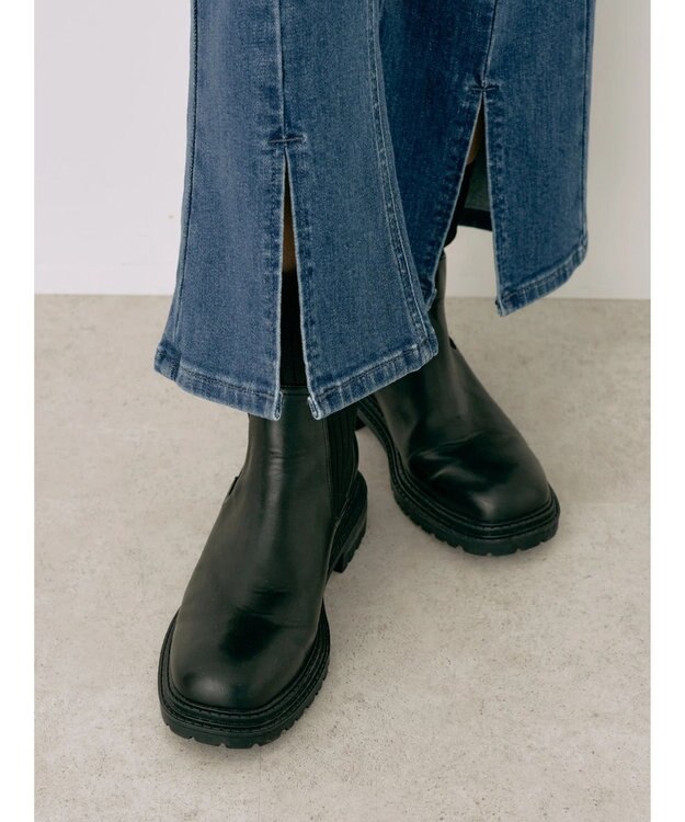 earth music&ecology Ｌｅｅ×ｅ．ｍ．ａ．ｅ．スリットフレアデニムパンツ Light Indigo