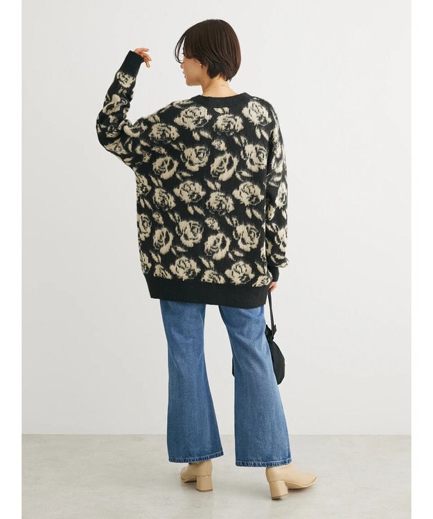 Green Parks ・ＳＵＧＡＲ　ＳＰＯＯＮ　フラワーシャギーカーディガン Black