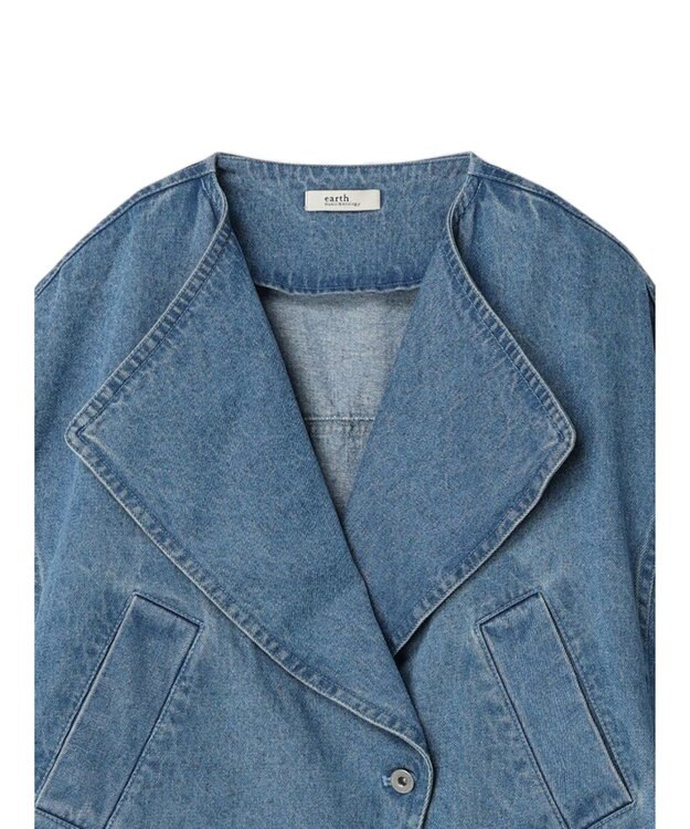 earth music&ecology ビッグカラーショートジャケット Light Indigo