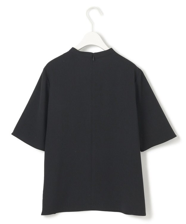 ICB 【洗える】ストレッチジョーゼット ラッフルデザインブラウス ブラック系