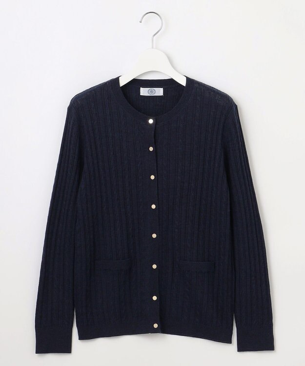 J.PRESS LADIES 【洗える】KNIT BASIC クルーネック カーディガン トップネイビー系