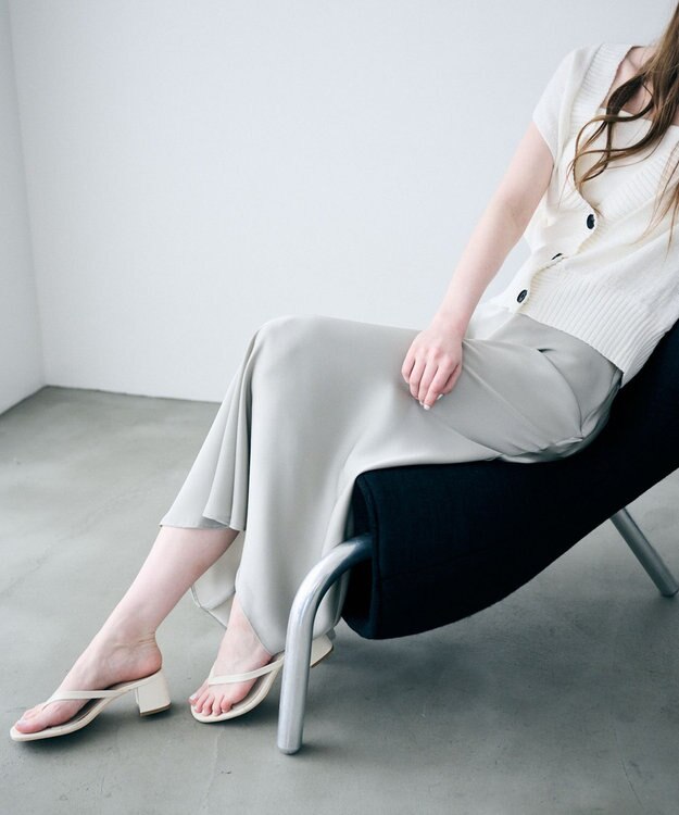 uncrave ライトダブルサテン バイアススカート シルバーグレー