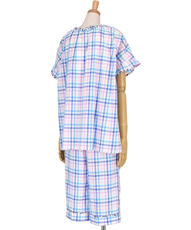 tsumori chisato SLEEP ツモリチサト パジャマ 5分袖 半袖 7分丈 綿混(本体) ローン素材 レディース UDT154 /ワコール サックス