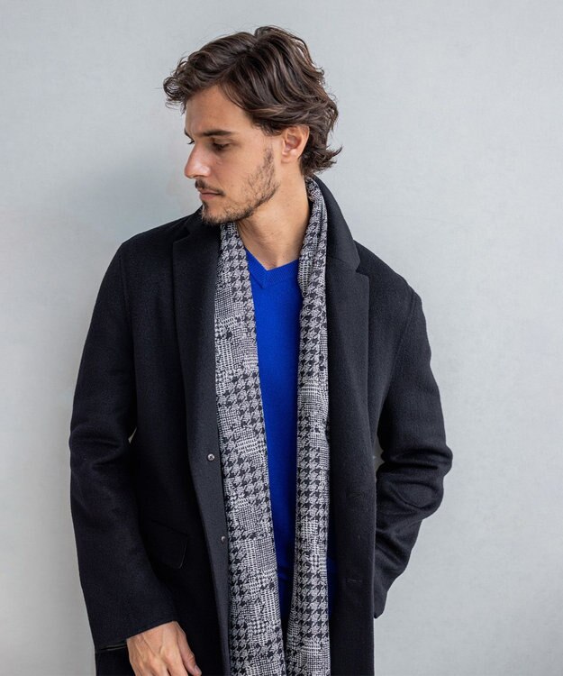 JOSEPH HOMME シルクカシミヤ　バッチワークストール ライトグレー系3