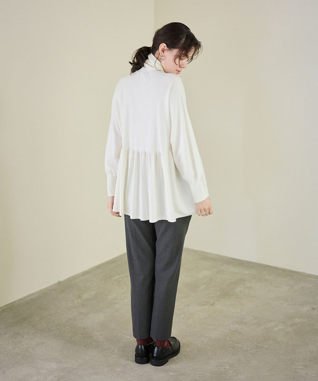 #Newans 【洗える】ペプラムデザインワイドシルエットプルオーバー ホワイト