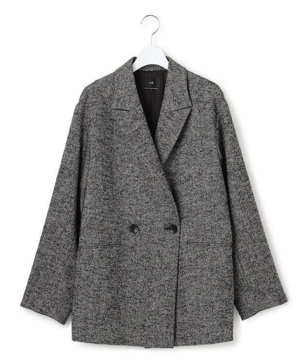 23区 ヘリンボーンループツイード ジャケット ブラック系